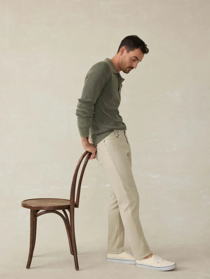 Stretch Terry 5-Pocket Pant in Stone - Madison's Niche