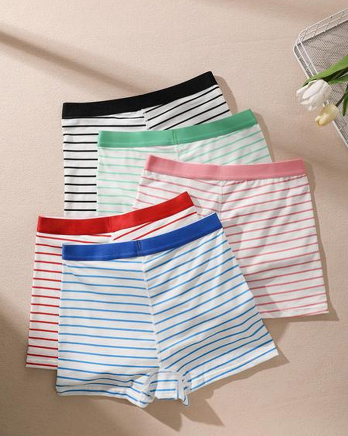 Striped Soft Breathable Boyshort Panties (5 Pack)