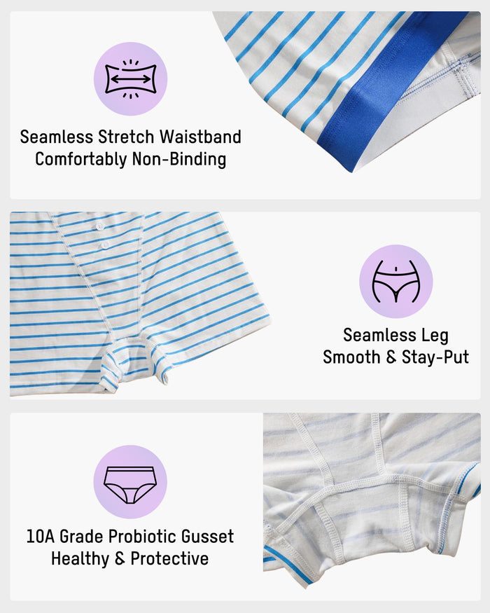 Striped Soft Breathable Boyshort Panties (5 Pack)