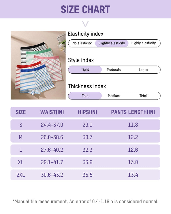 Striped Soft Breathable Boyshort Panties (5 Pack)