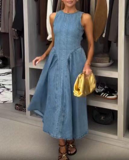 Summer Women Clothing Sexy Lacing High Waist Denim Dress Women