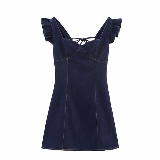 Summer Women Clothing Wash Denim Flying Sleeves Design Vest