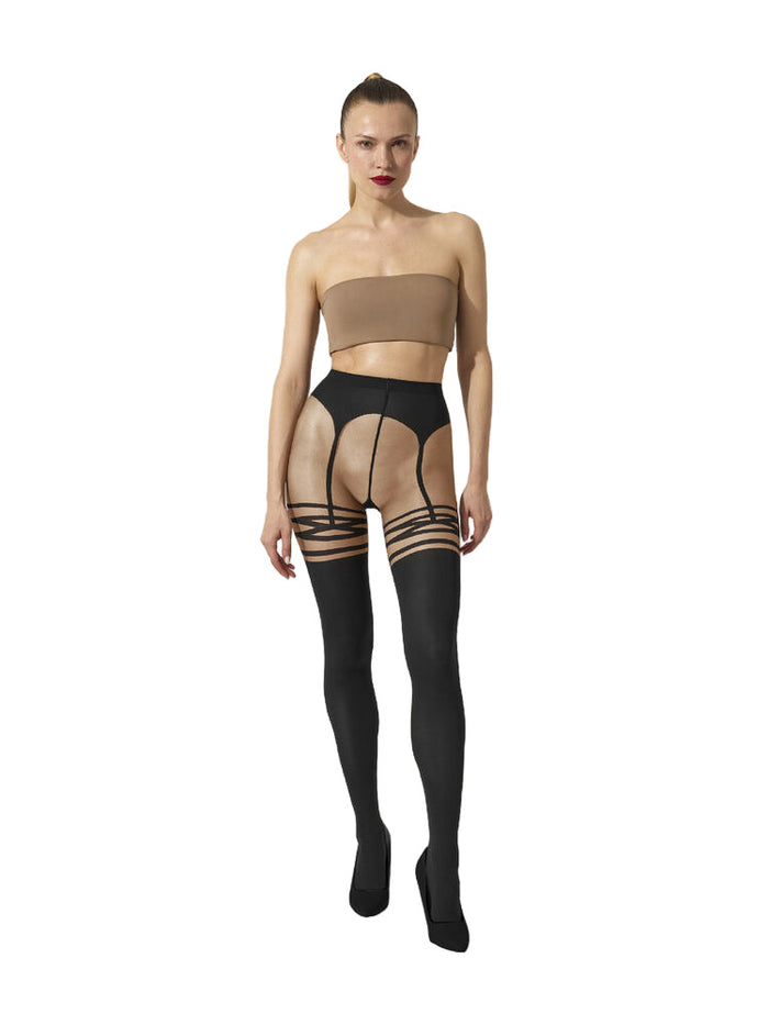 A suspender and garter effect tights by wolford