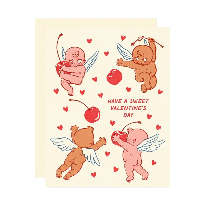 Sweet Valentine Cherubs Greeting Card