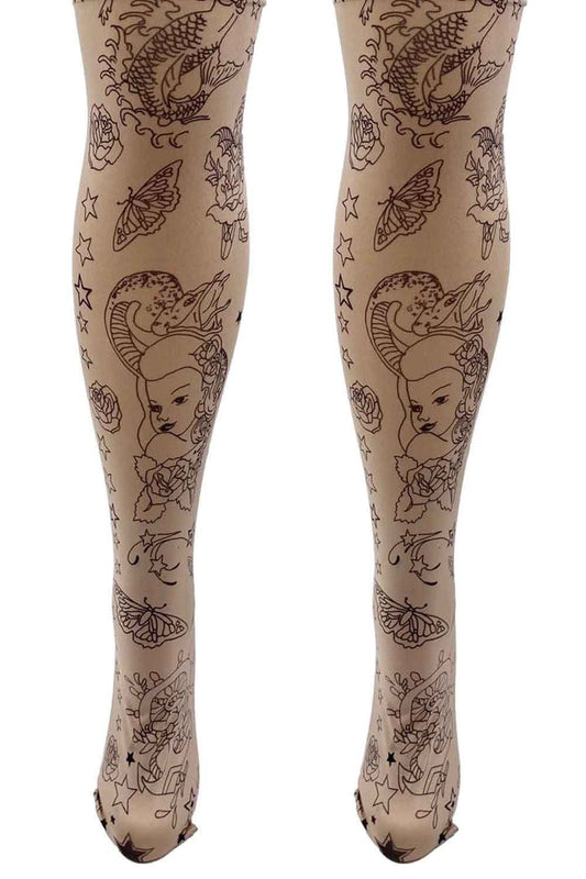 Tattoo Print Tights