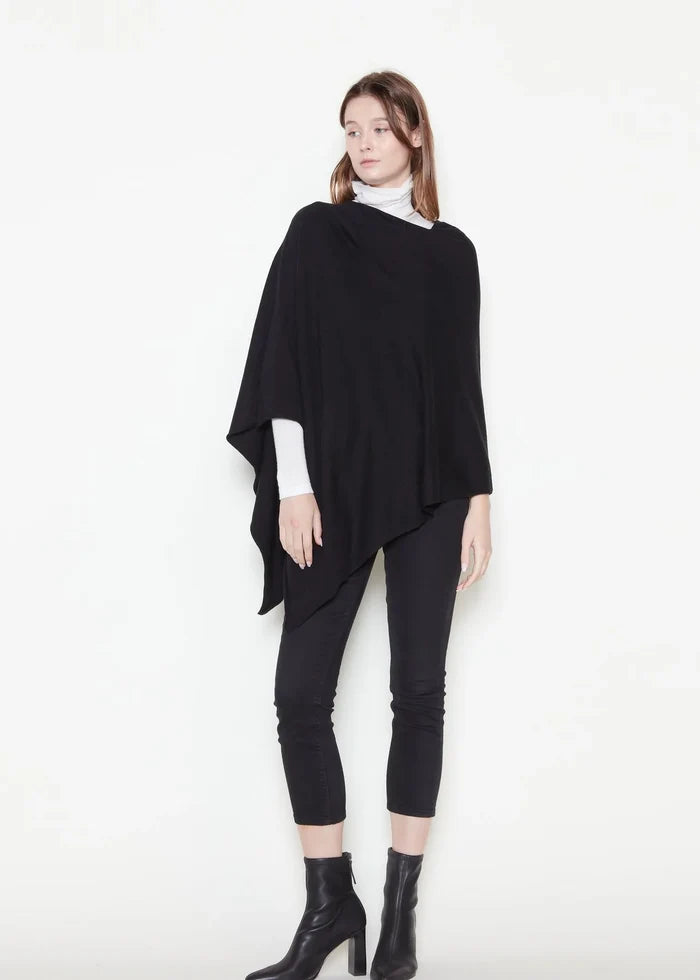 Terri Triangle Poncho in Black - Madison's Niche