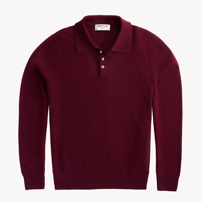 The Rhinebeck Sweater Polo in 100% Cashmere - Burgundy