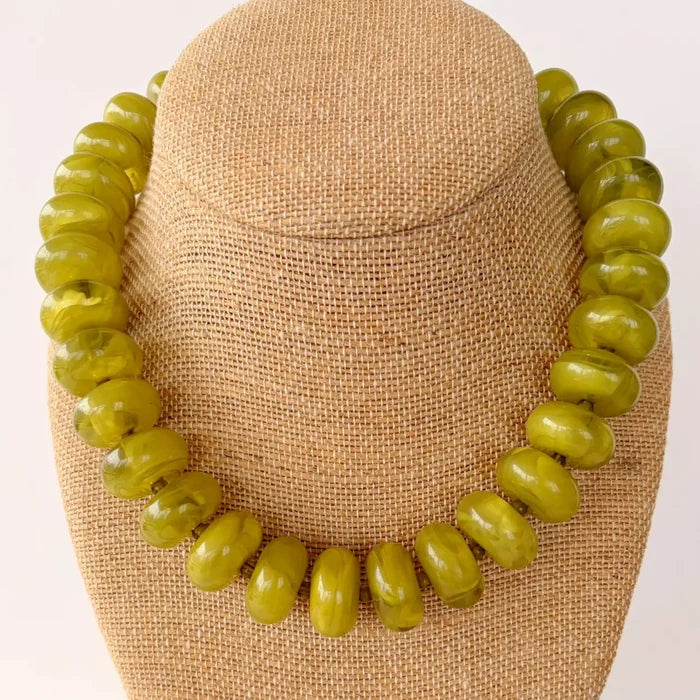 The Rory — Green Rondelle Beaded Necklace