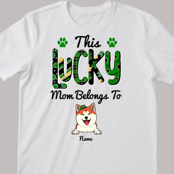 This Lucky Mom Belongs To, Green Plaid, Personalized Dog & Cat T-shirt, Pet Lovers Gifts, Gifts For St. Patrick Day