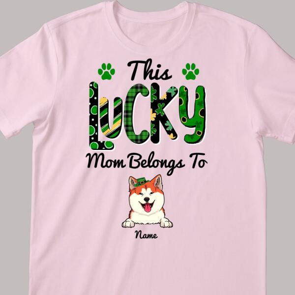 This Lucky Mom Belongs To, Green Plaid, Personalized Dog & Cat T-shirt, Pet Lovers Gifts, Gifts For St. Patrick Day
