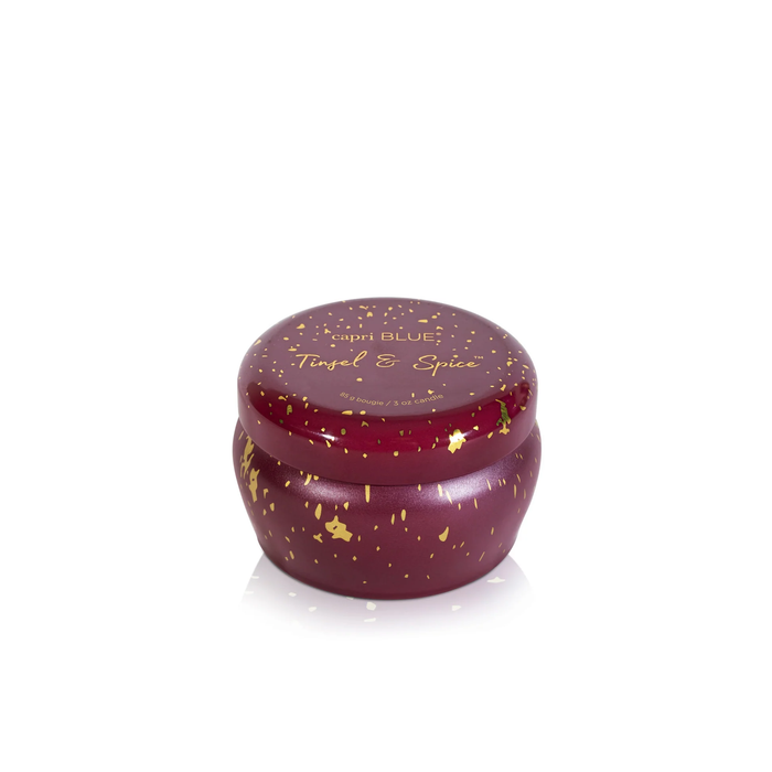 Tinsel & Spice Glimmer Mini Tin Candle.