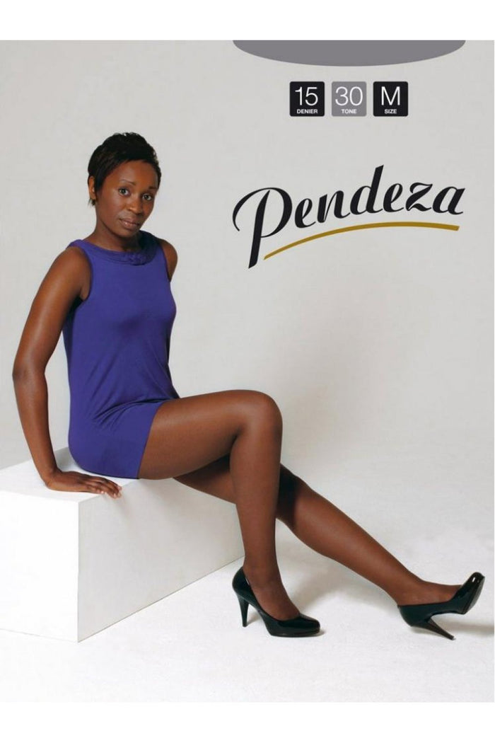 15 denier 30 Pendeza tights worn by a model on a grey baackground