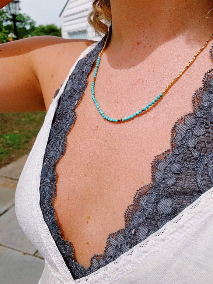 Turquoise & Gold Beaded Wrap - Madison's Niche