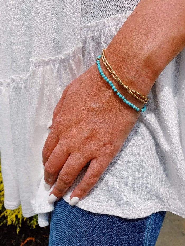 Turquoise & Gold Beaded Wrap - Madison's Niche