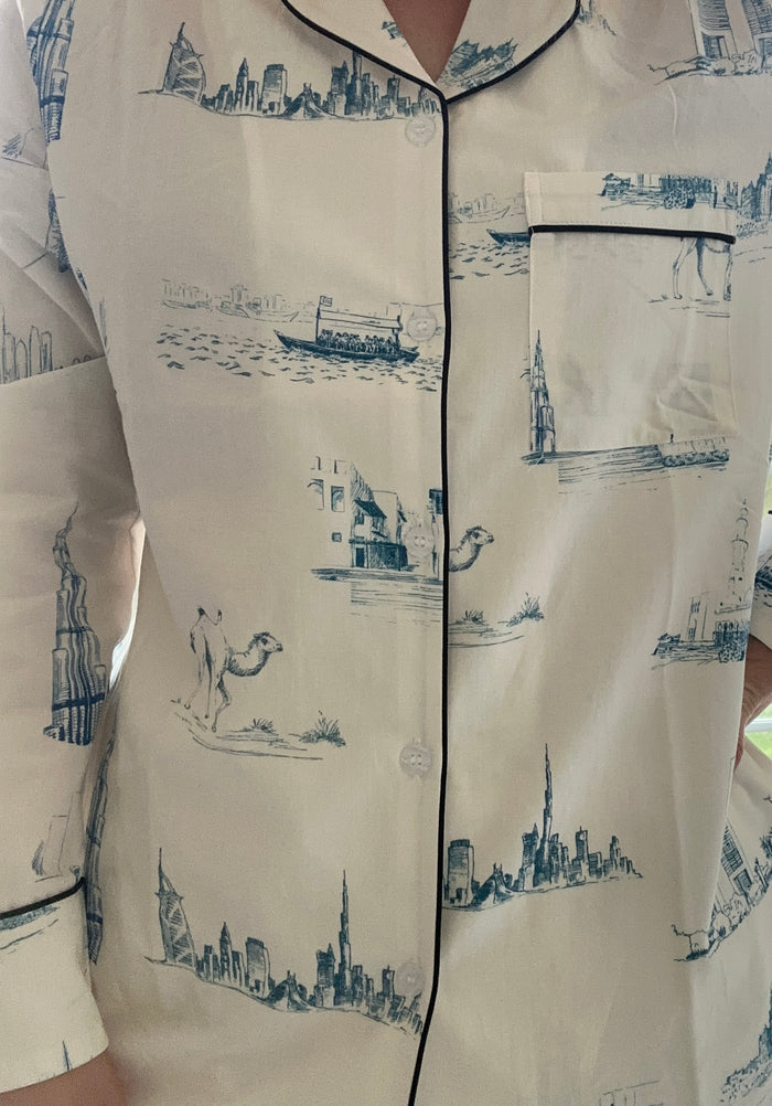 UAE landmarks Print Pyjama set with elastic bottoms - LONG set