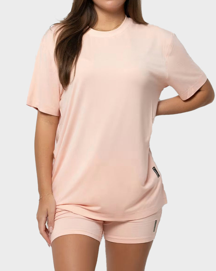 Ultra-Soft Oversized Lounge Tee & Shorts Set with Pockets