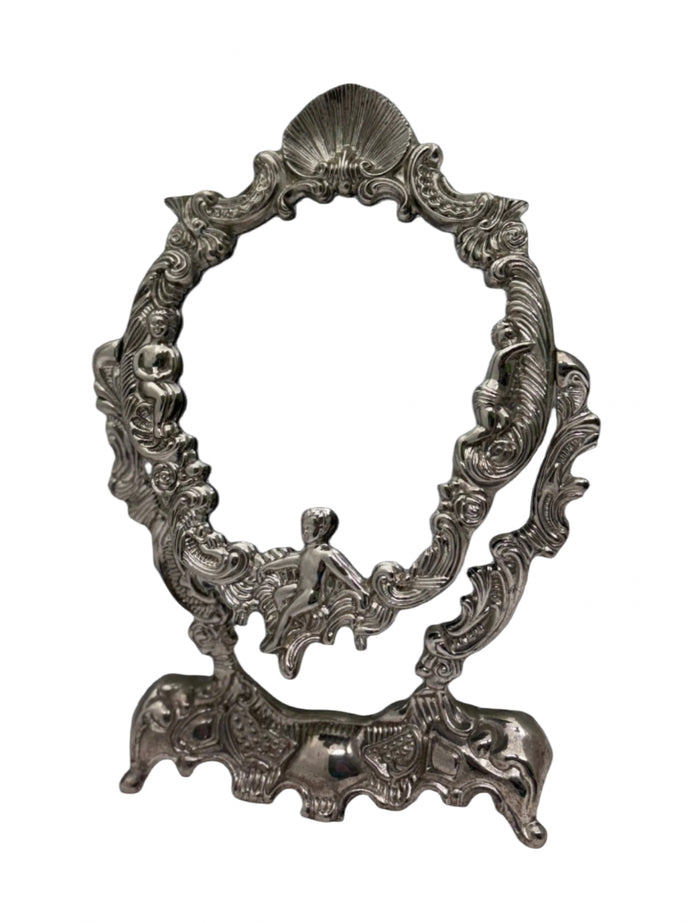 Victorian Style Silver Plate Swivel Mirror.
