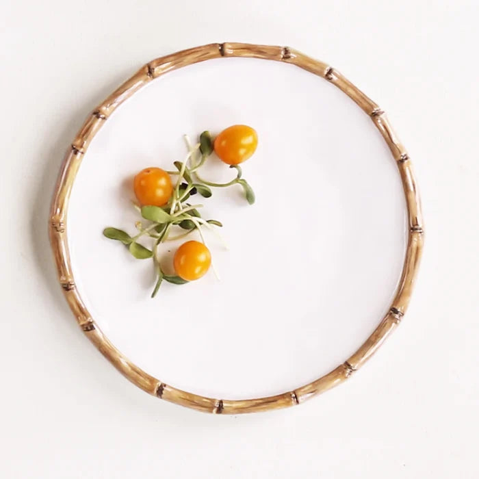 VIDA Bamboo 9" Salad Plate Set of 4 (White and Natural).