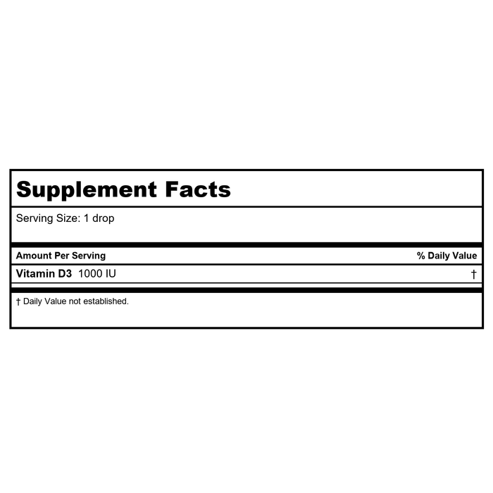 Vitamin D3 SAP 1000 IU 1 Ounces - Supplement Facts panel