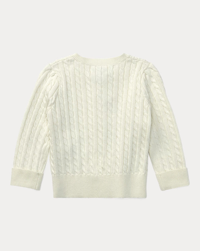 White Cable-Knit Cardigan - Madison's Niche