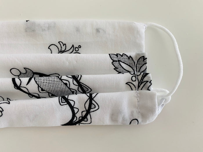 White paisley re- usable adjustable face cover