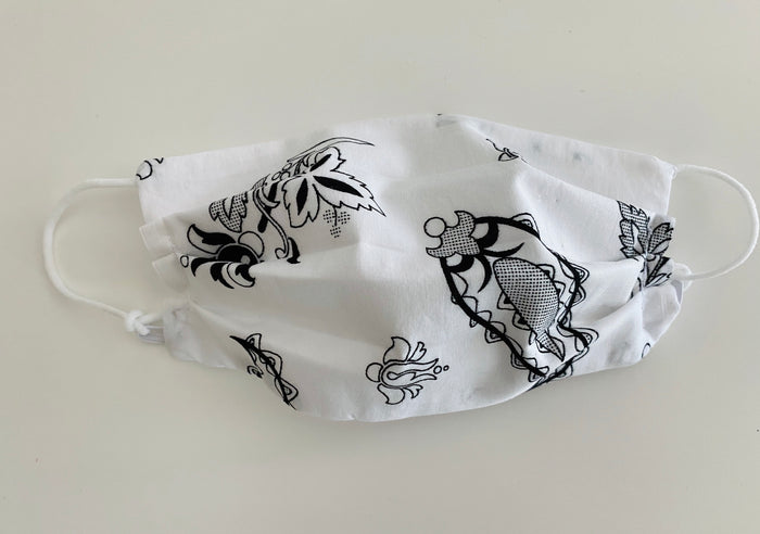 White paisley re- usable adjustable face cover