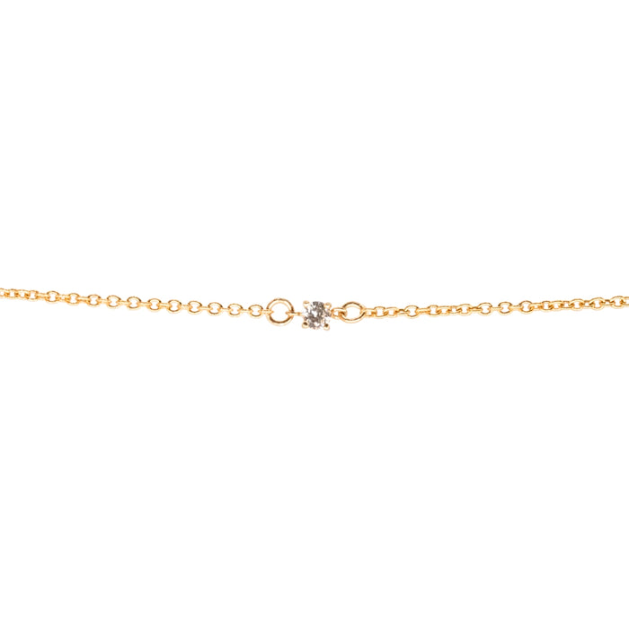 White Sapphire Round Connector, 14k Solid Yellow Gold
