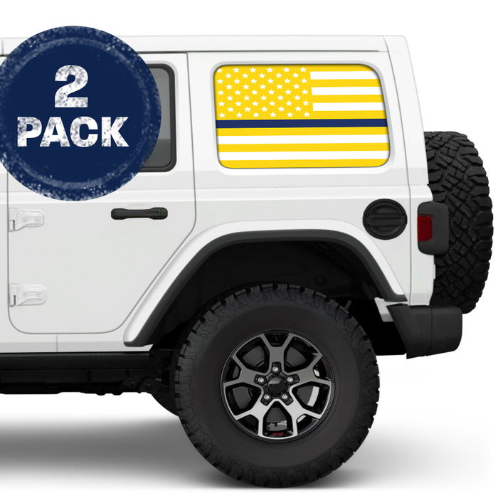 White & Yellow Thin Blue Line Side Windows Printed Vinyl Decal