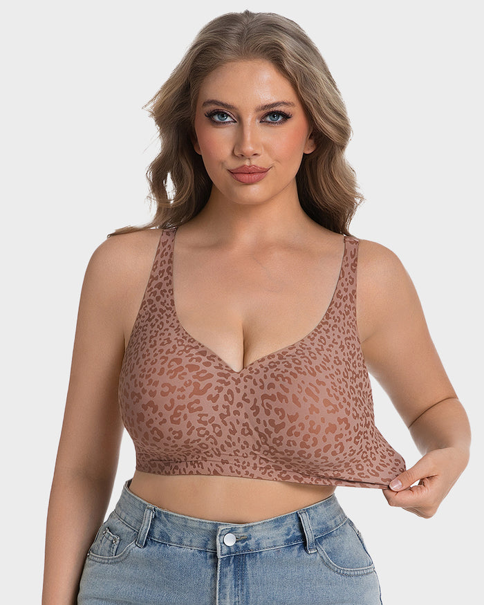 Wireless Leopard V-Neck Contour Bra