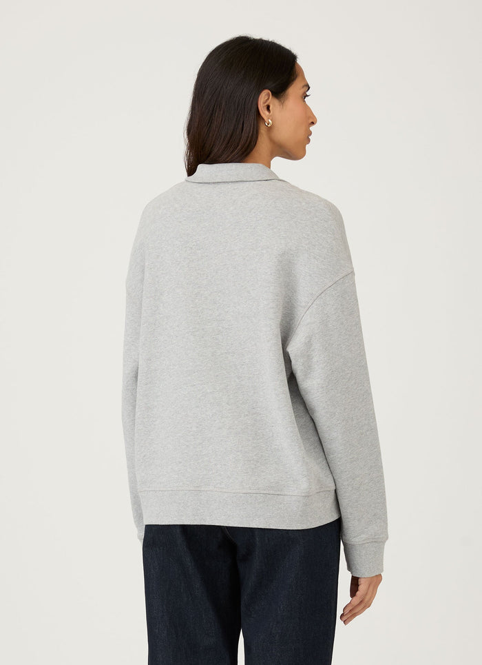 Women's Half Zip Loopback Sweatshirt in Grey Melange