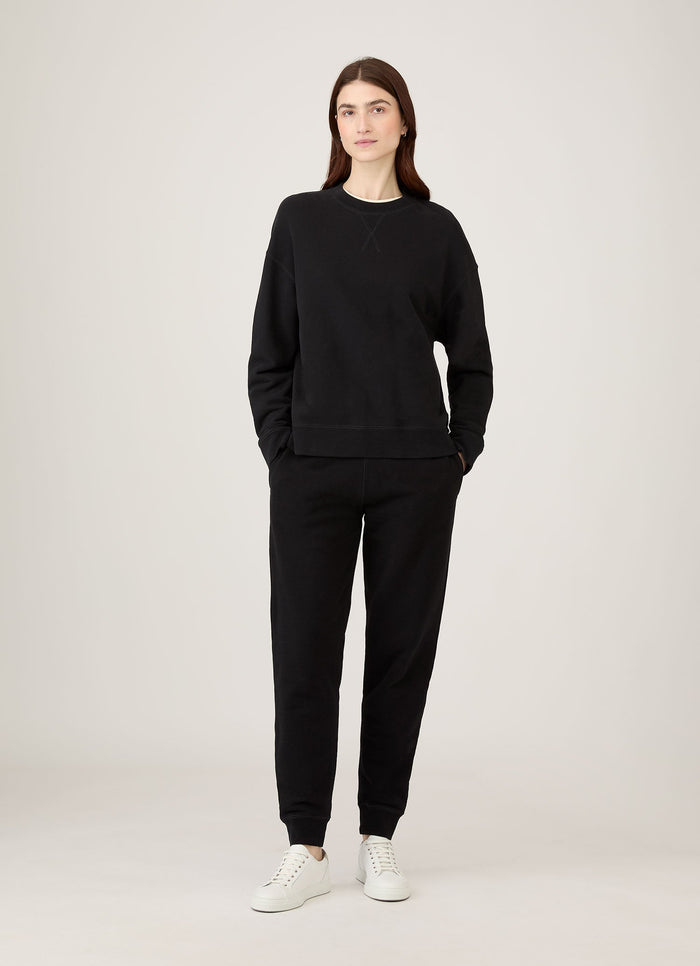 Women's Relaxed Loopback Sweatshirt in Black