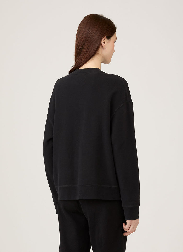 Women's Relaxed Loopback Sweatshirt in Black
