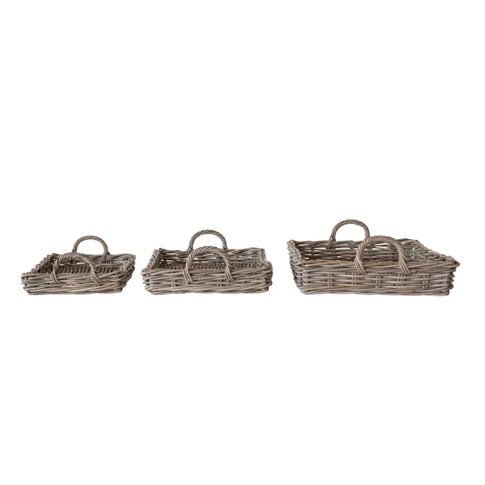 Woven Rattan Tray with Handle - Madison's Niche