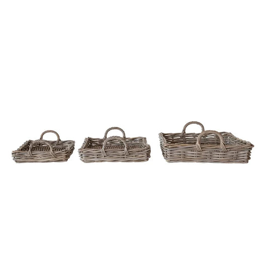 Woven Rattan Tray with Handle - Madison's Niche