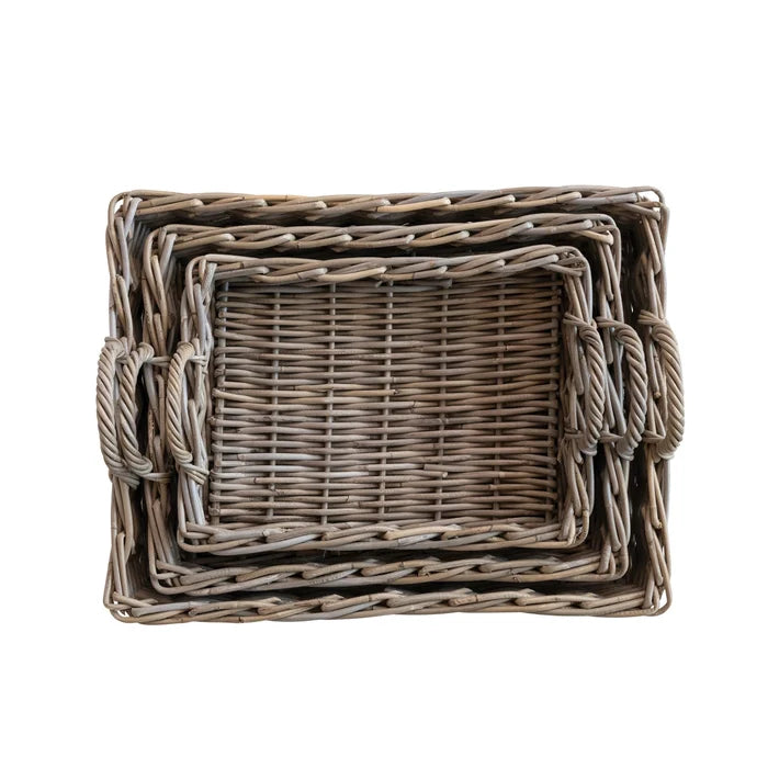 Woven Rattan Tray with Handle - Madison's Niche