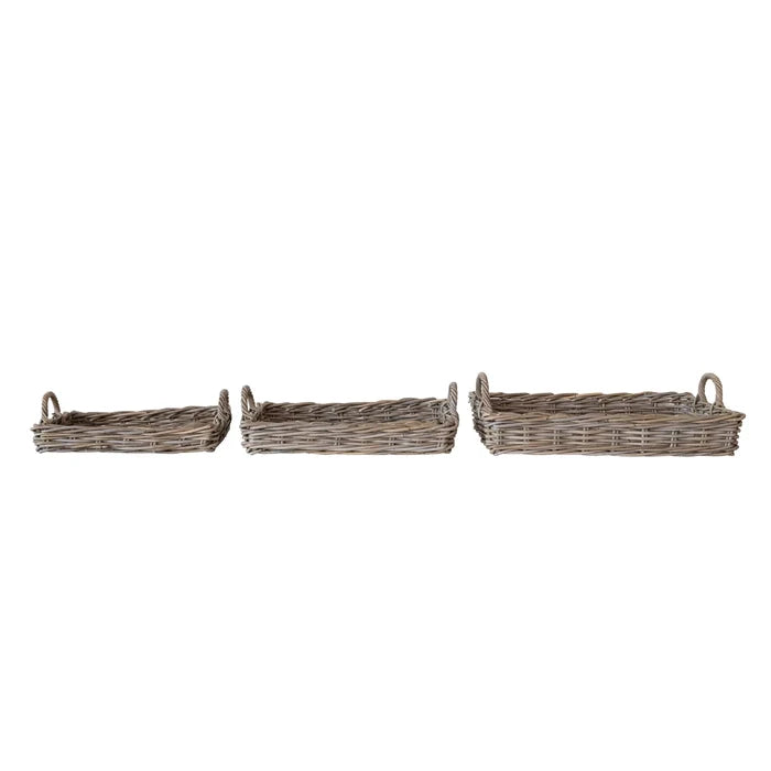 Woven Rattan Tray with Handle - Madison's Niche