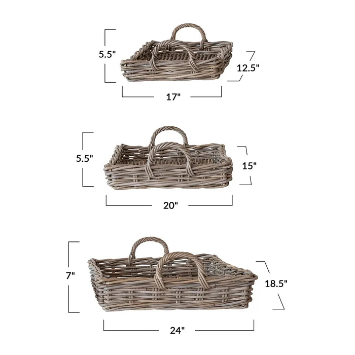 Woven Rattan Tray with Handle - Madison's Niche