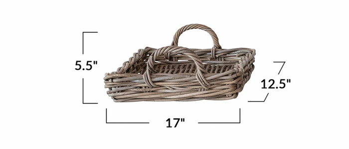 Woven Rattan Tray with Handle - Madison's Niche