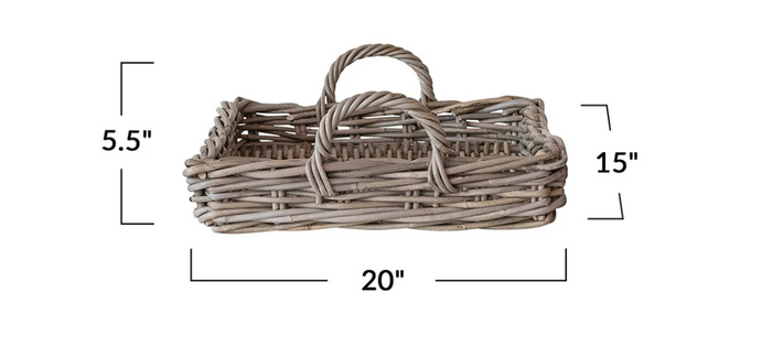 Woven Rattan Tray with Handle - Madison's Niche