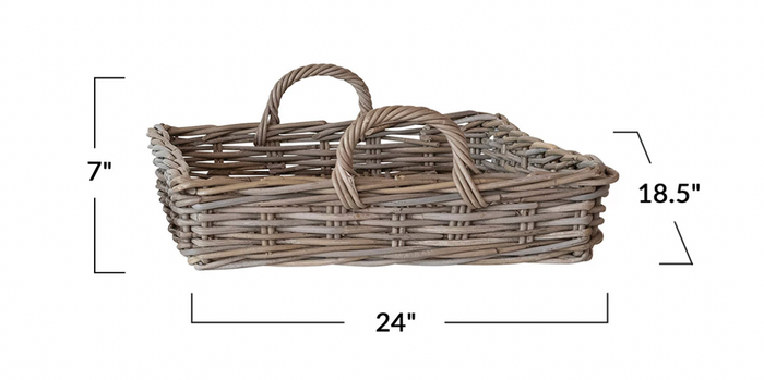 Woven Rattan Tray with Handle - Madison's Niche
