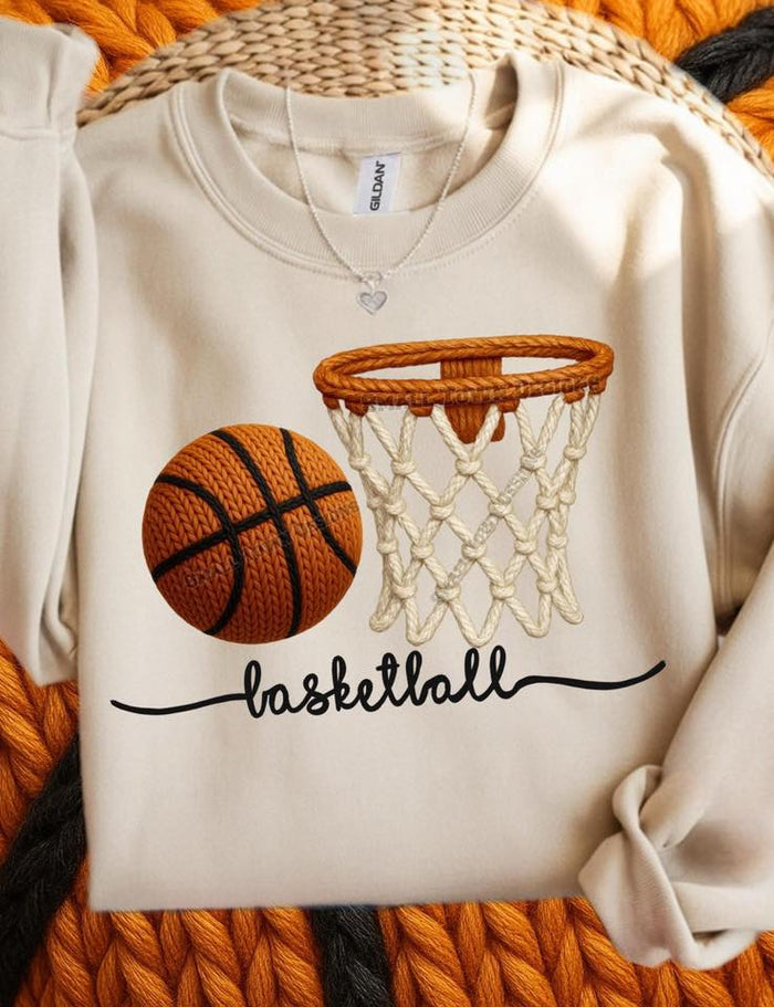 WS Basketball Women's Apparel Graphic Sweatshirt Faux Embroidery