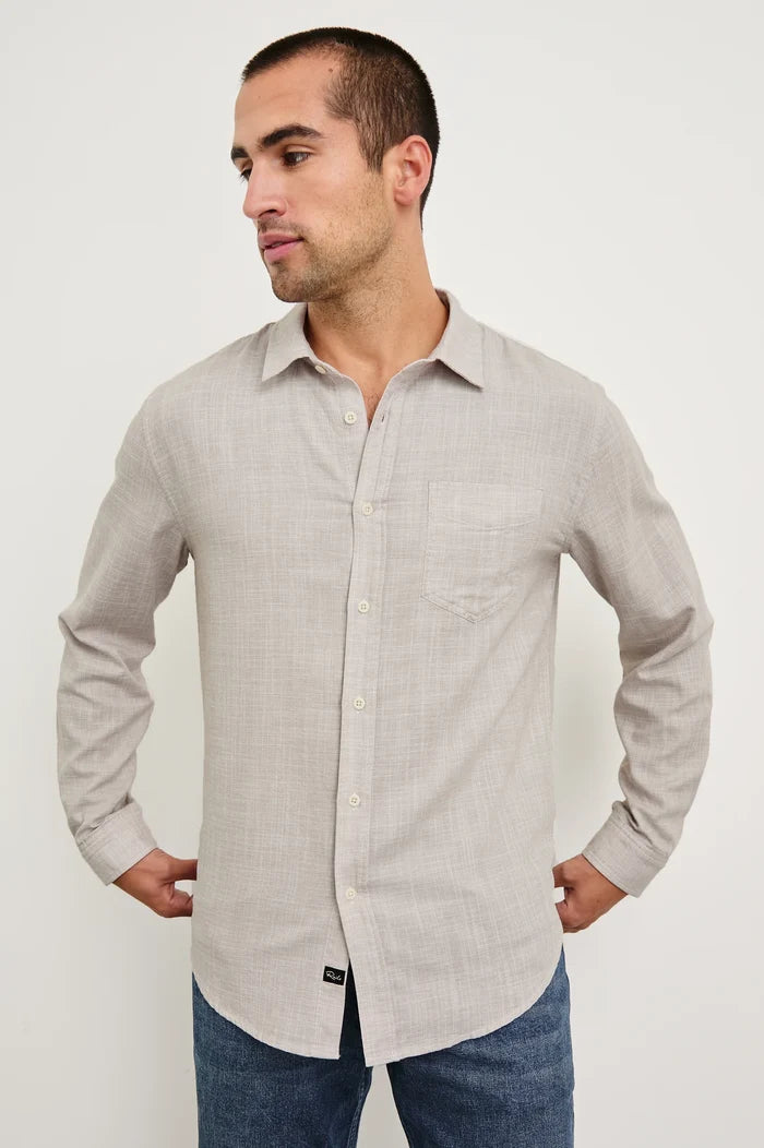 Wyatt Relaxed Fit Shirt in Tahini Etch - Madison's Niche