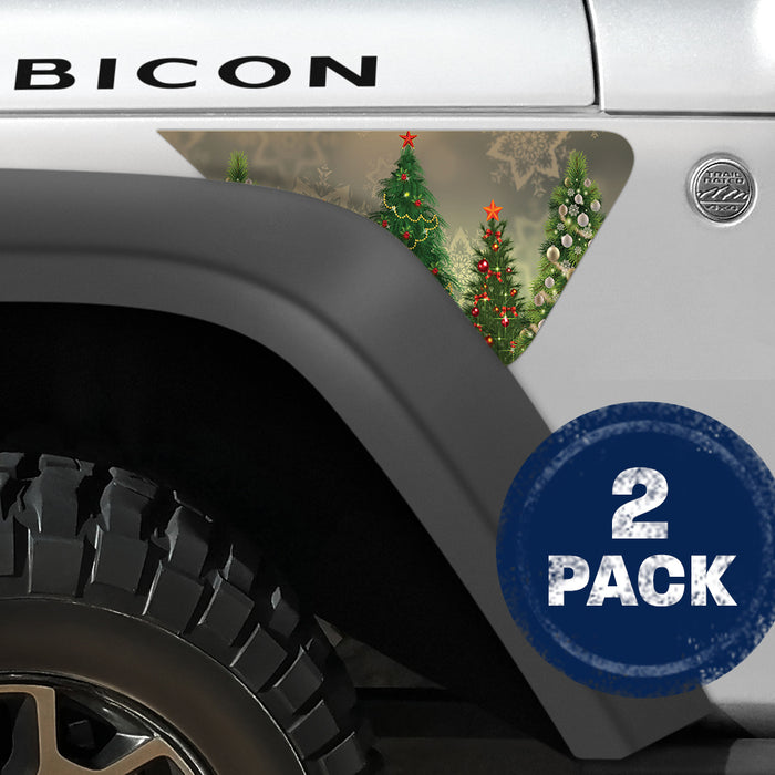 Xmas Tree Lights 2pc Vinyl Fender Decal