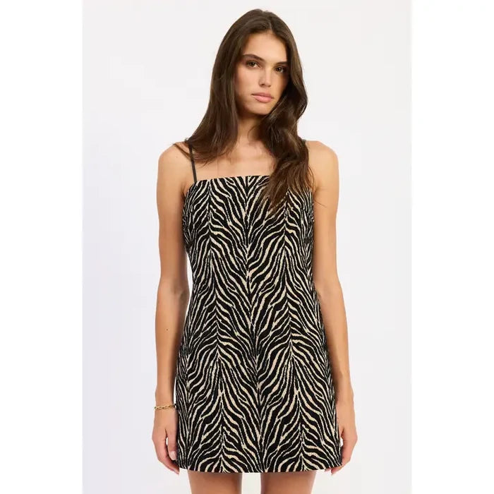Zebra Square Neck Print Dress