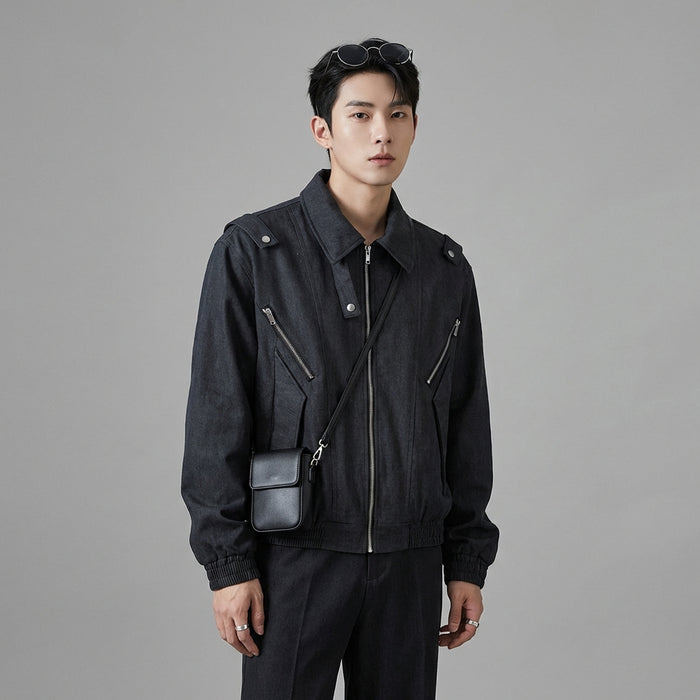 Veste en coton noire homme, style streetwear K-fashion, Koreanxwear - Taille S